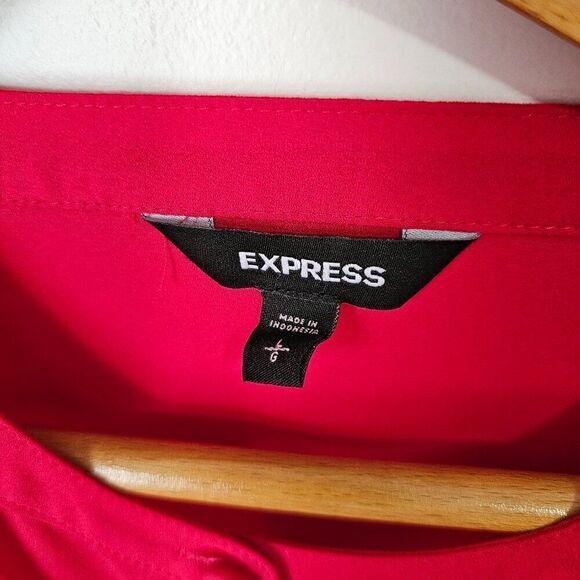 EUC LIKE NEW EXPRESS RED PEPLUM PLEATED LONGSLEEVES TOP SIZE LARGE - Picture 11 of 14